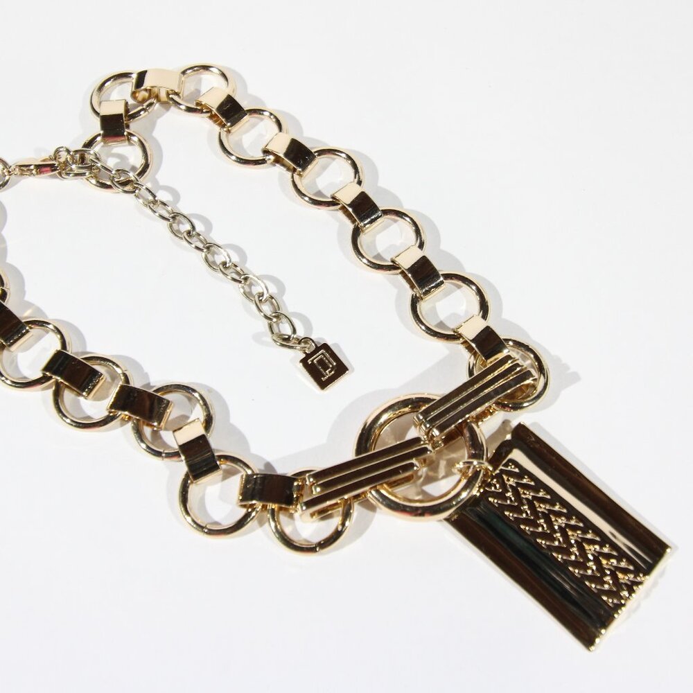 Dannijo Elisa Gold Tone Chain Necklace w/ Pendant - Picture 4 of 6